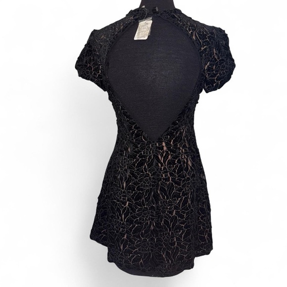 Free People Hide & Seek Black Velvety Mini Dress Whimsygoth Women’s Size 2 NWT - Picture 5 of 11